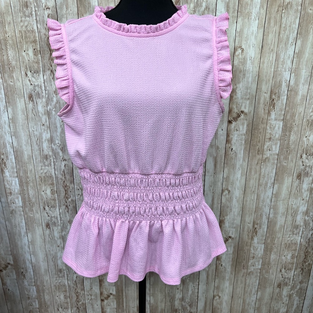 Cato Pink Ruffled Flutter Sleeve Blouse